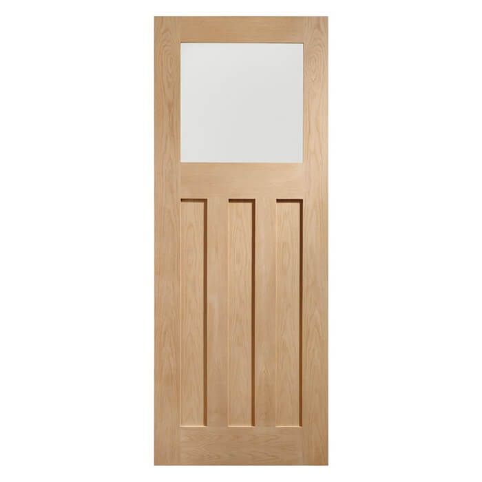 XL Joinery DX Un-Finished Oak 3-Panels Internal Obscure Glazed Door