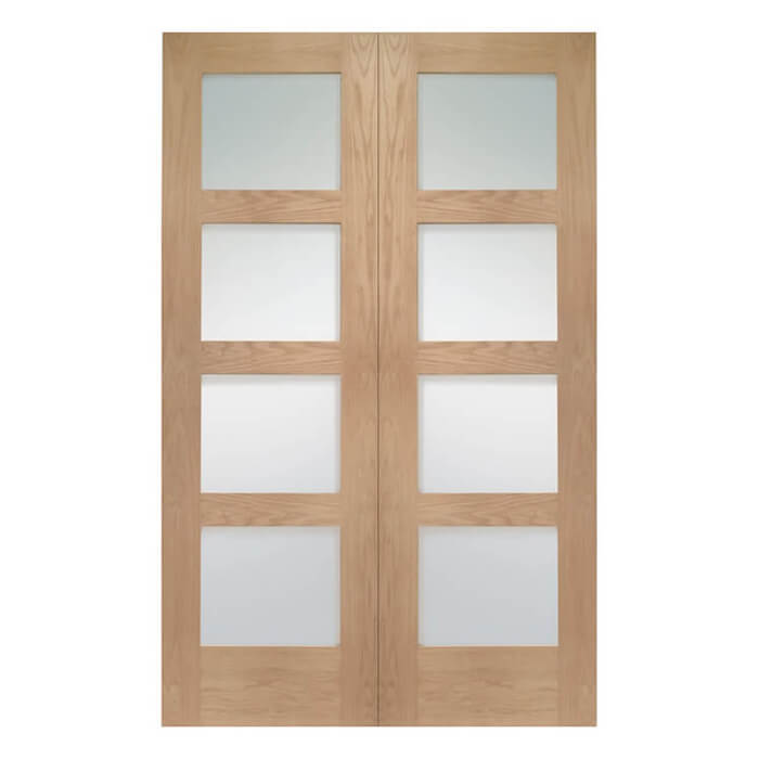 XL Joinery Severo Un-Finished Oak 8-Lites Internal Glazed Door Pair