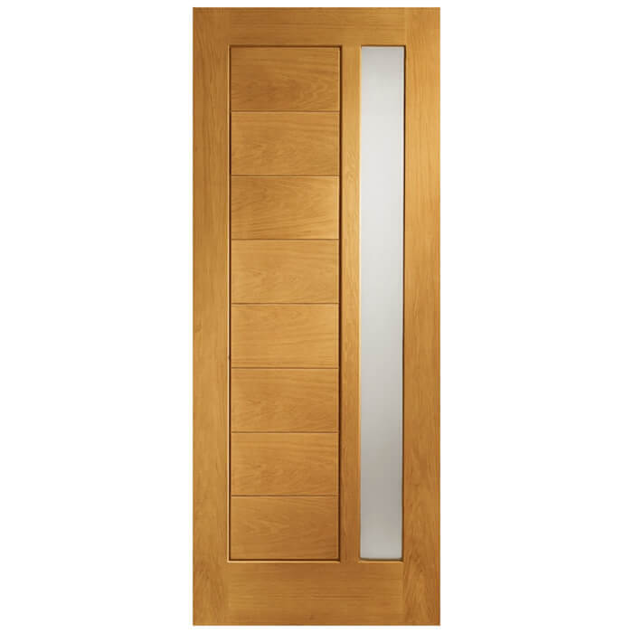 XL Joinery Modena Pre-Finished Oak 8-Panels 1-Lite External Obscure Glazed Door