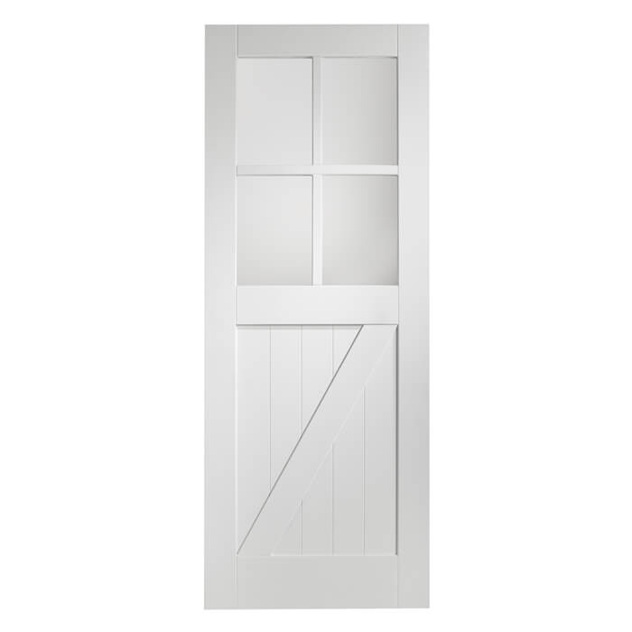 XL Joinery Cottage White Primed 1-Panel 4-Lites Internal Glazed Door