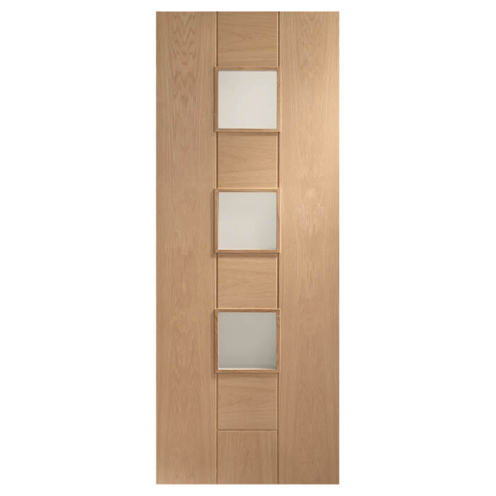 XL Joinery Messina Un-Finished Oak 3-Lites Internal Obscure Glazed Door