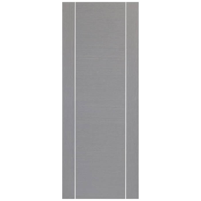 XL Joinery Forli Pre-Finished Light Grey Internal Fire Door With Aluminium Inlay