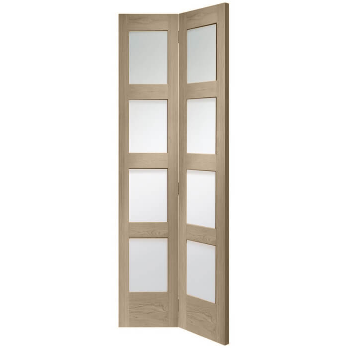 XL Joinery Shaker Crema Oak 8-Lights Internal Bi-Fold Glazed Door