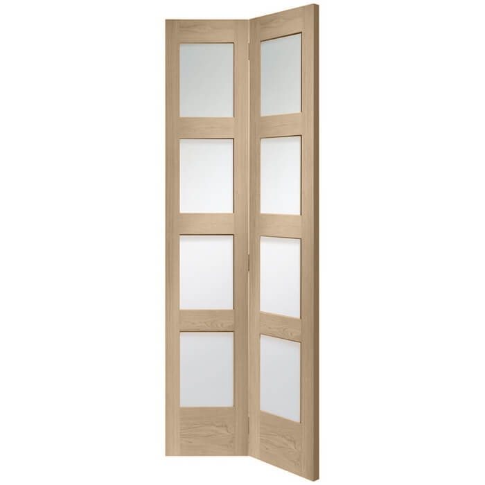 XL Joinery Shaker Latte Oak 8-Lites Internal Bi-Fold Glazed Door