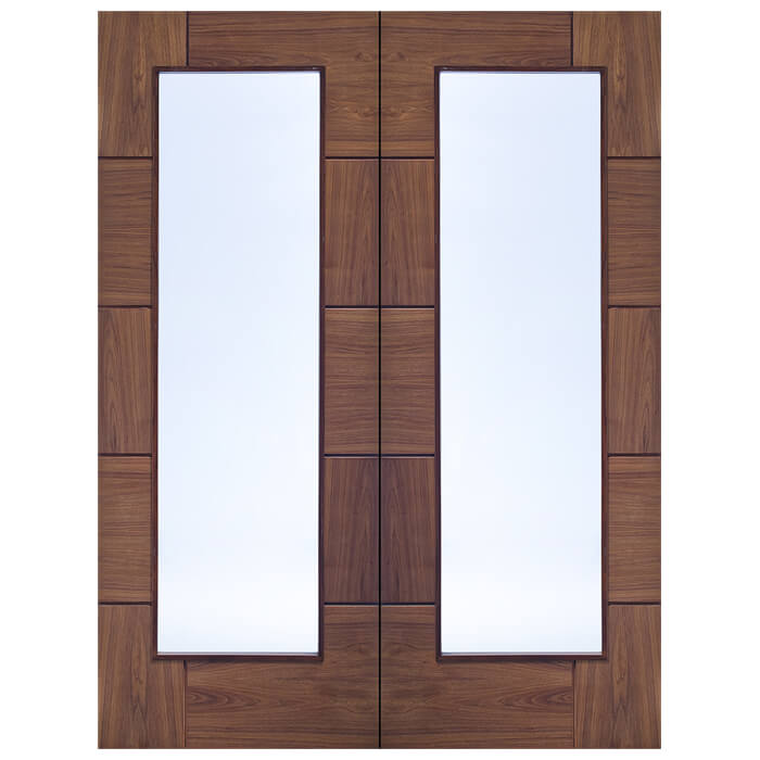 XL Joinery Ravenna Pre-Finished Walnut 10P 1L Internal Glazed Door Pair