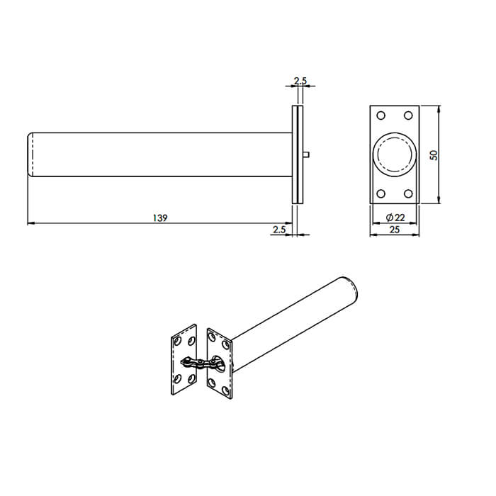 Carlisle Brass Concealed Chain Square Forend Spring Door Closer