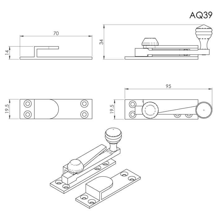 Carlisle Brass Architectural Quality Quadrant Arm Sash Window Fastener