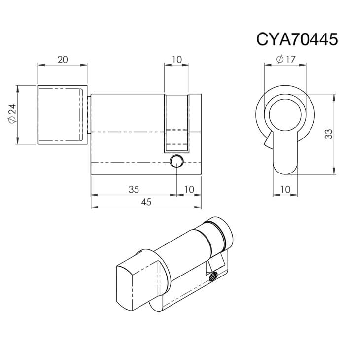 Carlisle Brass Eurospec MP5 45mm Euro Single Thumbturn Cylinder