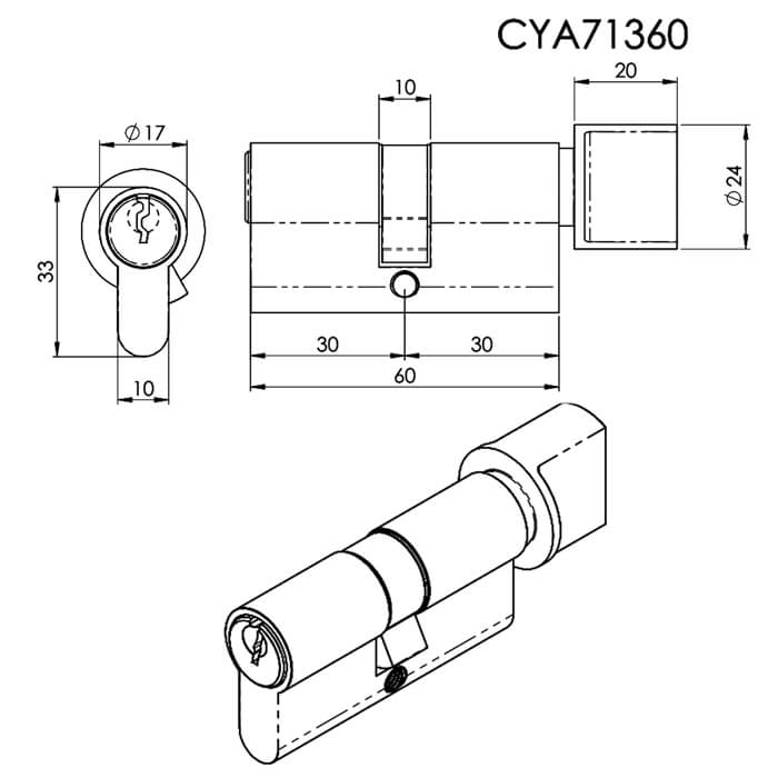 Carlisle Brass Eurospec MP5 Polished Chrome Euro Cylinder And Turn