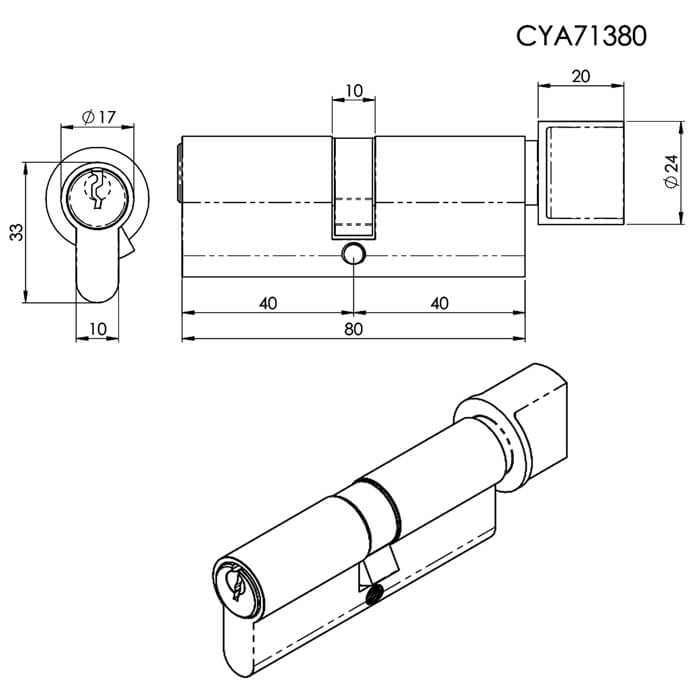 Carlisle Brass Eurospec MP5 Polished Chrome Euro Cylinder And Turn