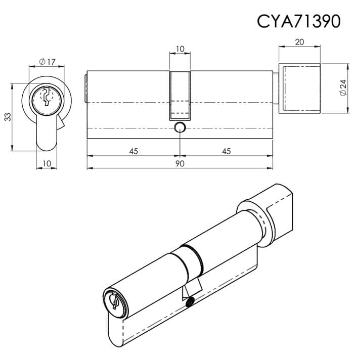 Carlisle Brass Eurospec MP5 Satin Chrome Euro Cylinder And Turn