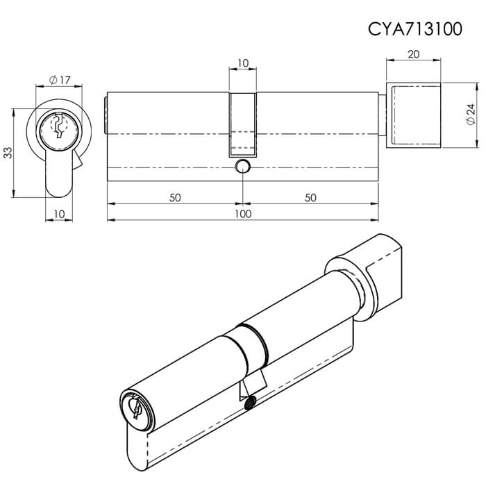 Carlisle Brass Eurospec MP5 Satin Chrome Euro Cylinder And Turn