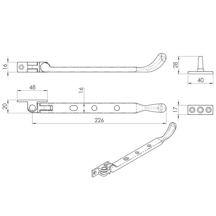 Carlisle Brass Bulb End Casement Stay Polished Chrome