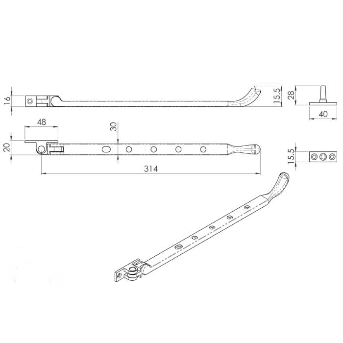 Carlisle Brass Bulb End Casement Stay Polished Chrome