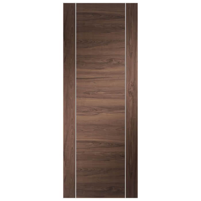 XL Joinery Forli Pre-Finished Walnut Internal Door With Aluminium Inlay