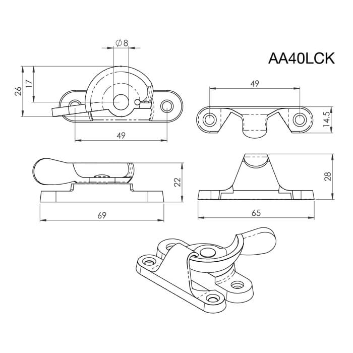 Carlisle Brass Locking Fitch Pattern Sash Window Fastener