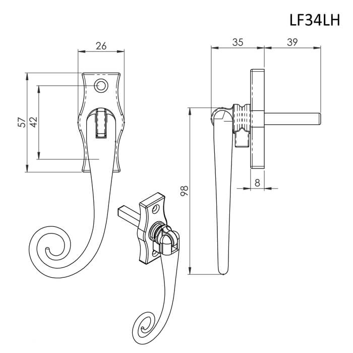 Carlisle Brass Ludlow Black Antique Locking Espagnolette Window Fastener