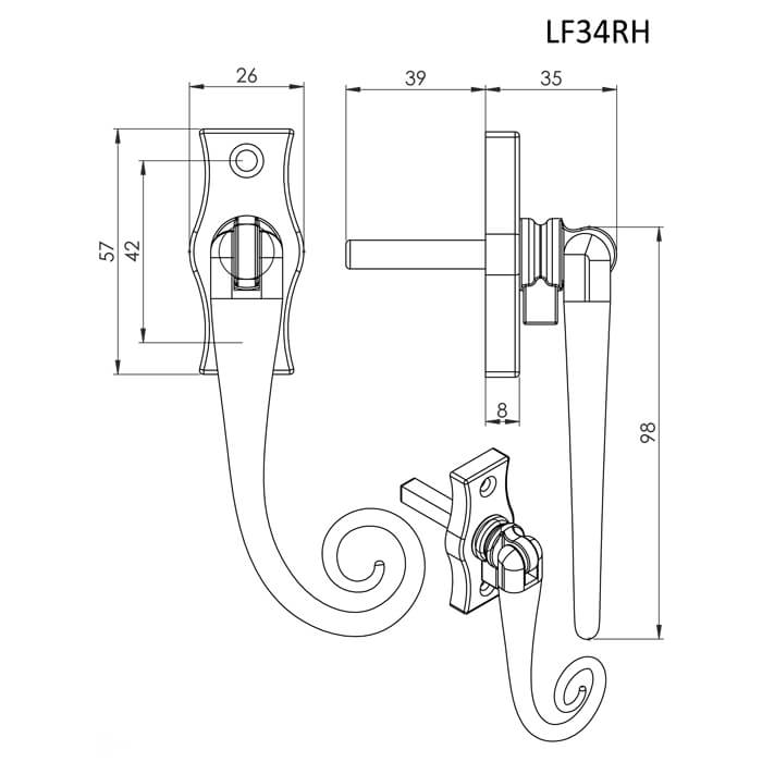 Carlisle Brass Ludlow Black Antique Locking Espagnolette Window Fastener