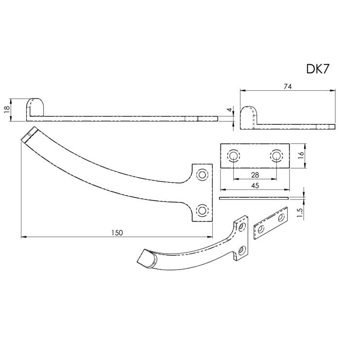 Carlisle Brass 150mm Quadrant Arm Casement Stay