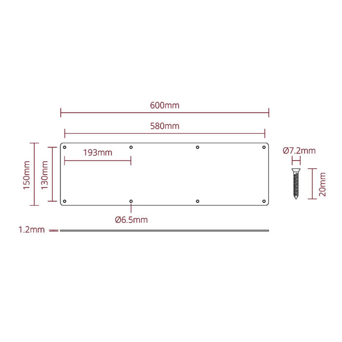 Deanta Door Kick Plate Satin Stainless Steel