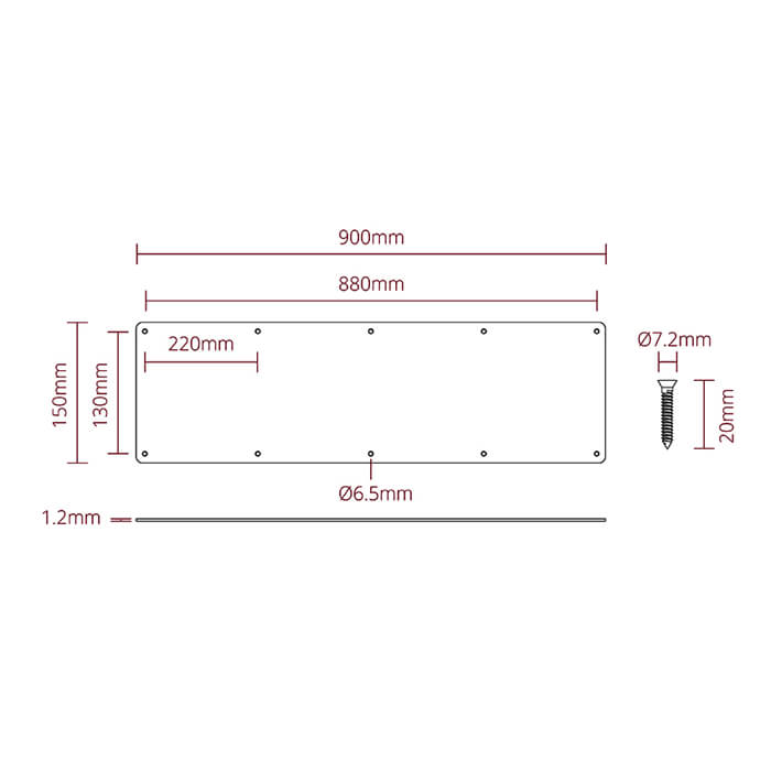 Deanta Door Kick Plate Satin Stainless Steel