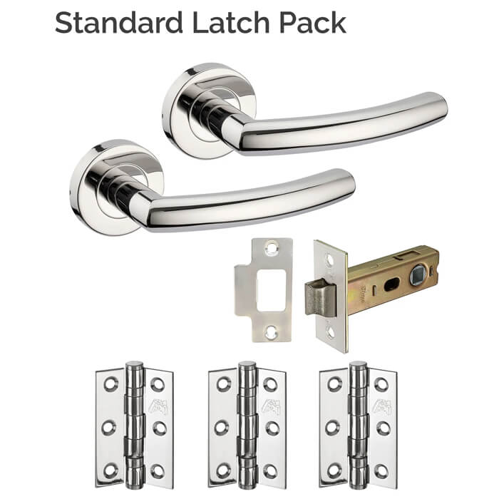 JB Kind Raven Polished Stainless-Steel Door Handle Latch Pack