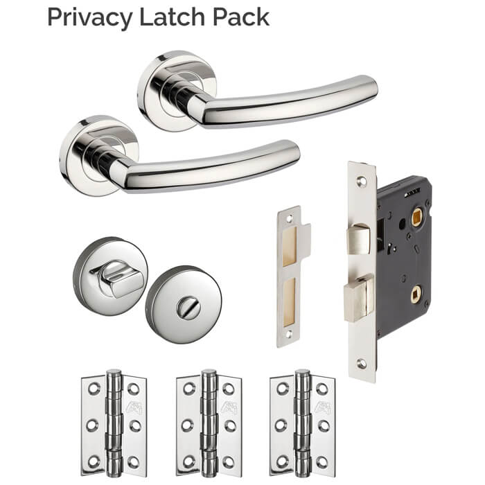 JB Kind Raven Polished Stainless-Steel Door Handle Latch Pack