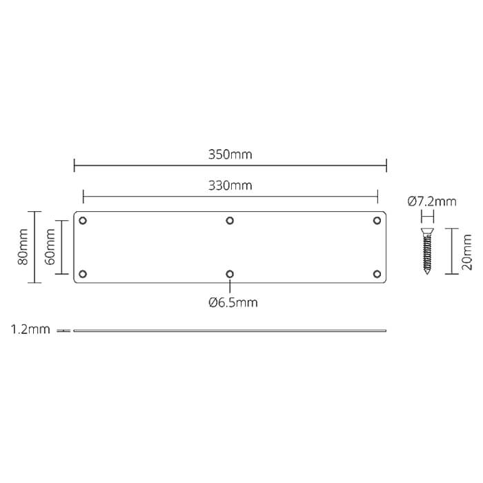 Deanta Push Plate 80 x 350mm Satin Stainless Steel