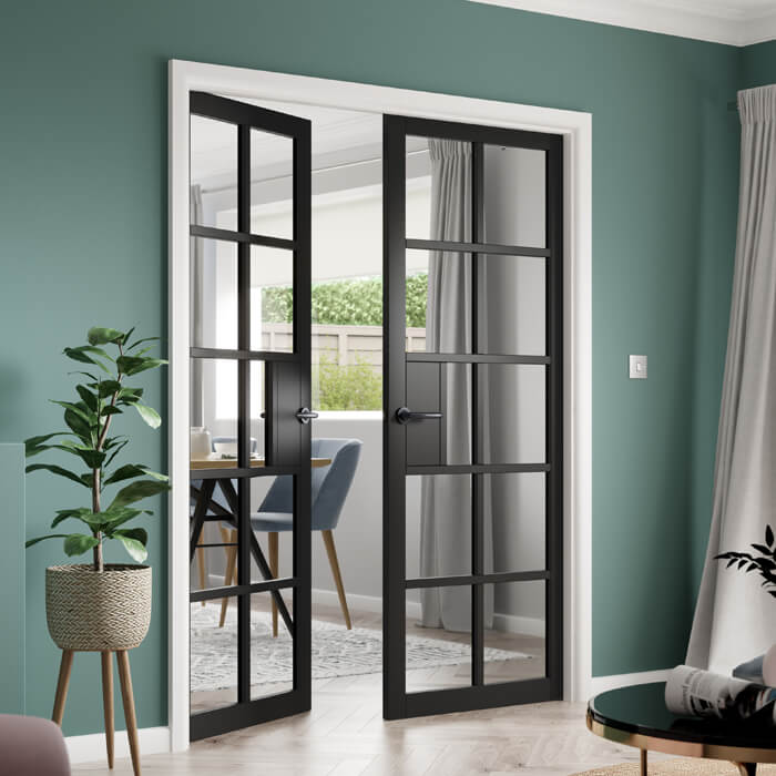 JB Kind Plaza Painted Black 10-Lites Internal Glazed Door