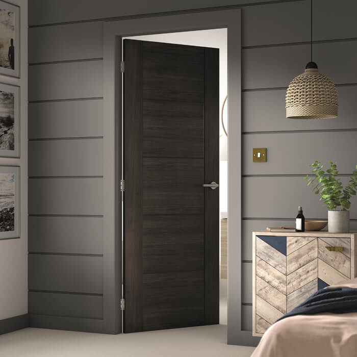 JB Kind Tigris Cinza Pre-Finished Dark Grey 5-Panels Laminate Internal Door