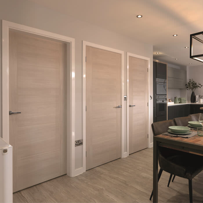 JB Kind Tigris Fully Finished Ivory 5-Panels Laminate Internal Fire Door