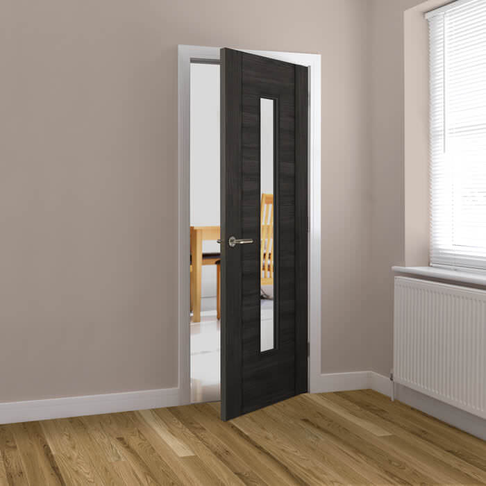 JB Kind Alabama Cinza Fully Finished Dark Grey 1-Panel 1-Lite Laminated Internal Glazed Door