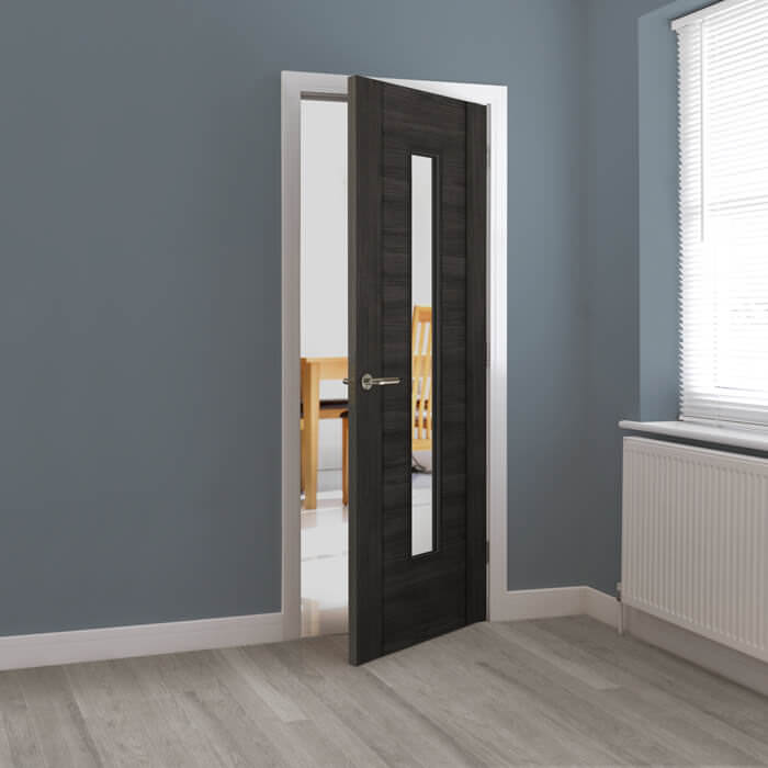 JB Kind Alabama Cinza Fully Finished Dark Grey 1-Panel 1-Lite Laminated Internal Glazed Door