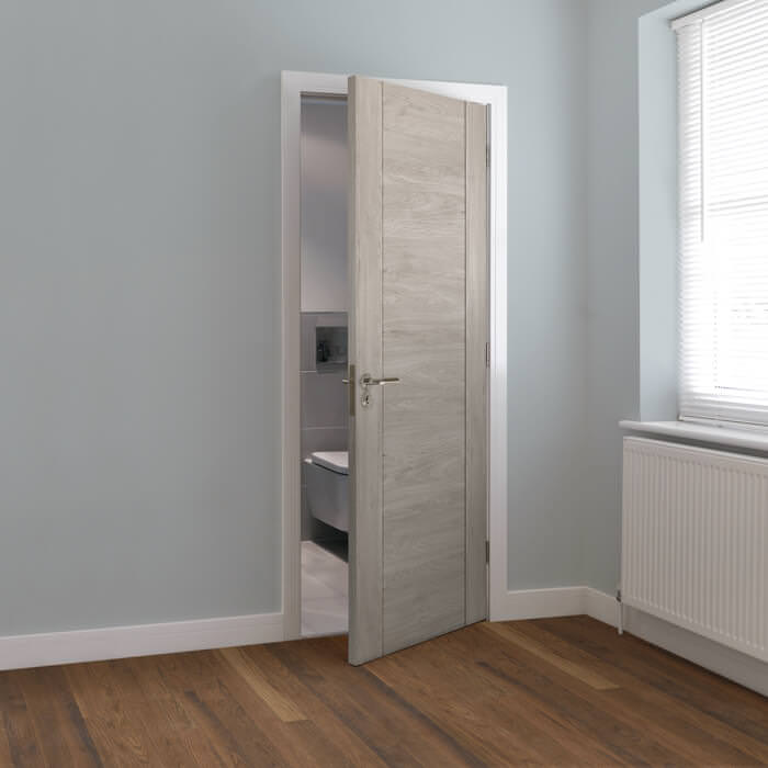 JB Kind Alabama Fumo Pre-Finished Smoky Grey 1-Panel Internal Fire Door