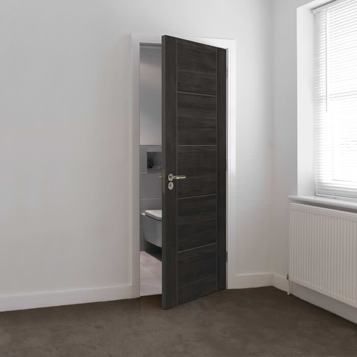 JB Kind Tigris Cinza Pre-Finished Dark Grey 5-Panels Laminate Internal Door