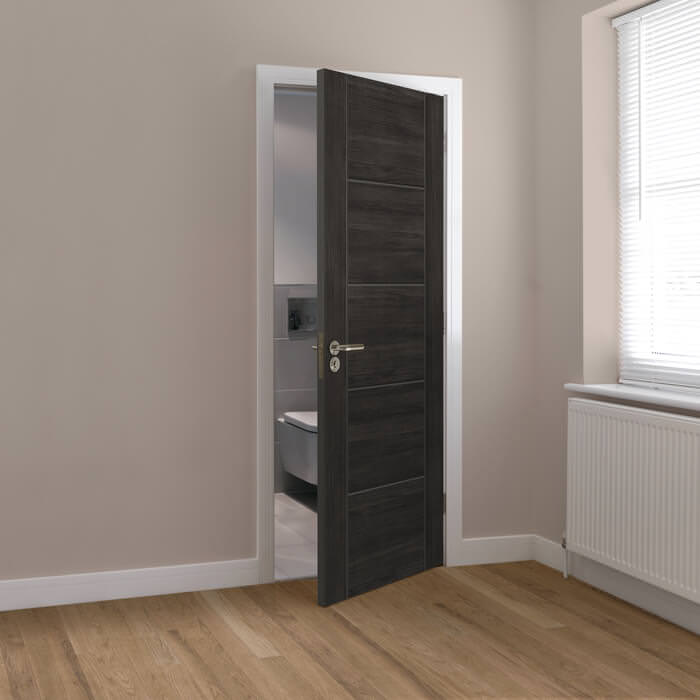 JB Kind Tigris Cinza Pre-Finished Dark Grey 5-Panels Laminate Internal Door