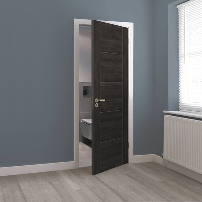 JB Kind Tigris Cinza Pre-Finished Dark Grey 5-Panels Laminate Internal Fire Door