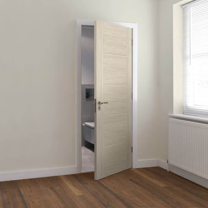 JB Kind Tigris Fully Finished Ivory 5-Panels Laminate Internal Fire Door