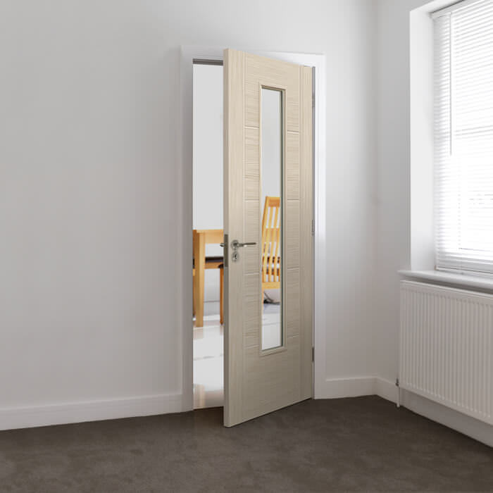 JB Kind Tigris Pre-Finished Ivory 5-Panels 1-Lite Laminate Internal Glazed Door