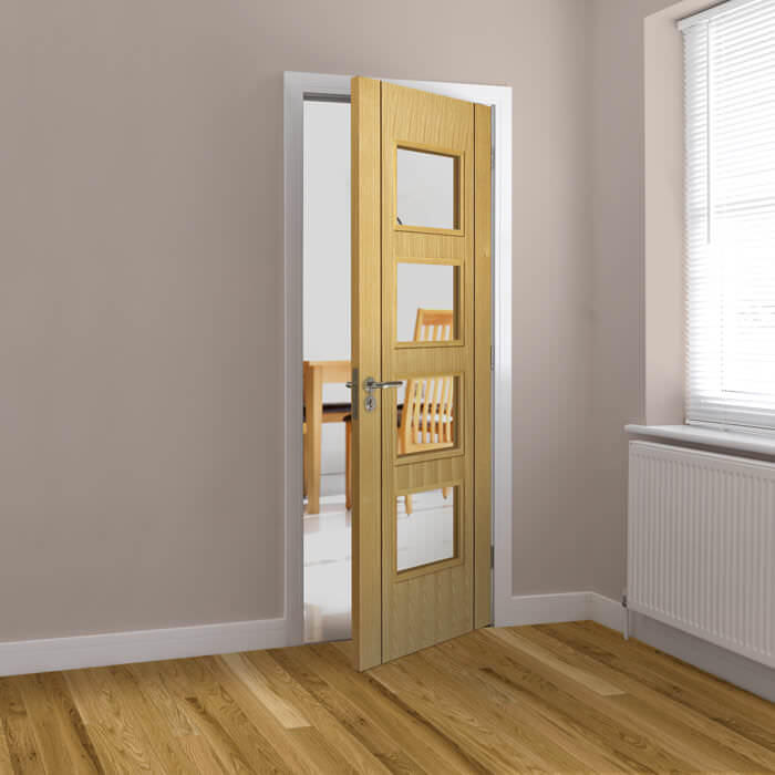 JB Kind Blenheim Pre-Finished Oak 1-Panel 4-Lites Internal Glazed Door