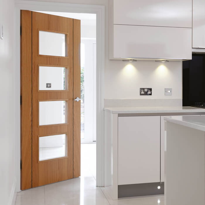 JB Kind Blenheim Pre-Finished Oak 1-Panel 4-Lites Internal Glazed Door