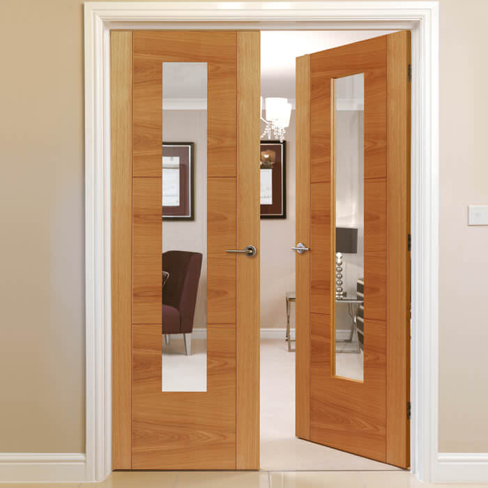 JB Kind Mistral Pre-Finished Oak 3-Panels 1-Lite Internal Glazed Door