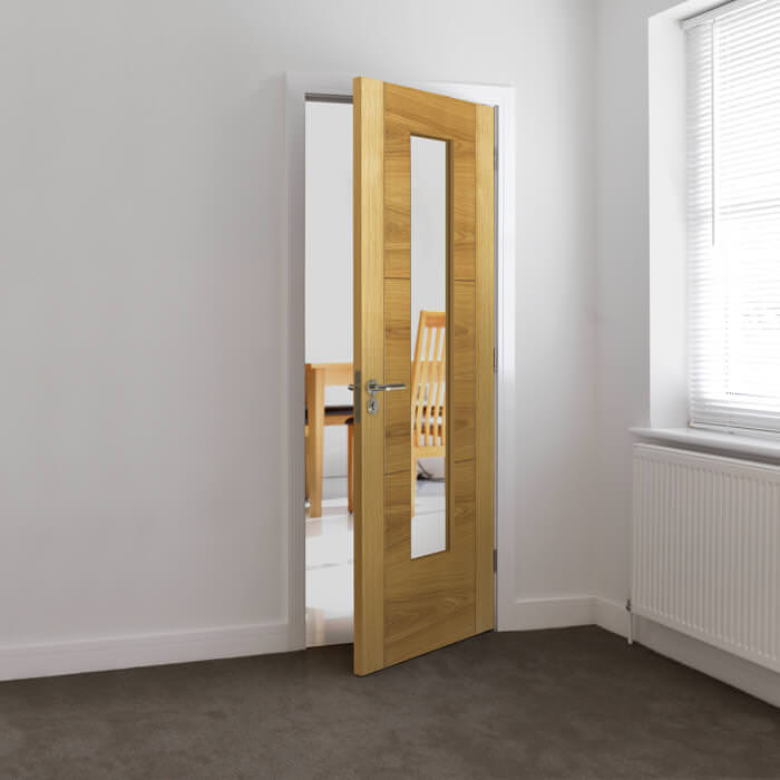 JB Kind Mistral Pre-Finished Oak 3-Panels 1-Lite Internal Glazed Door