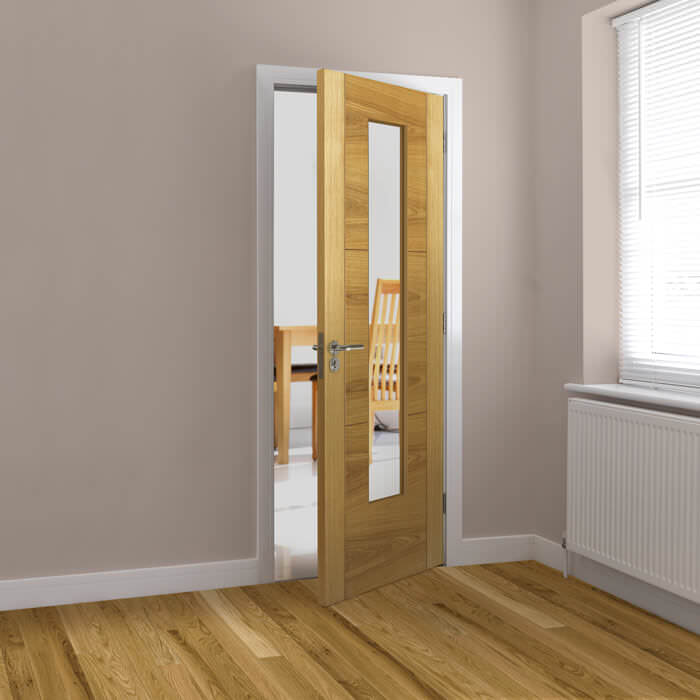 JB Kind Mistral Pre-Finished Oak 3-Panels 1-Lite Internal Glazed Door