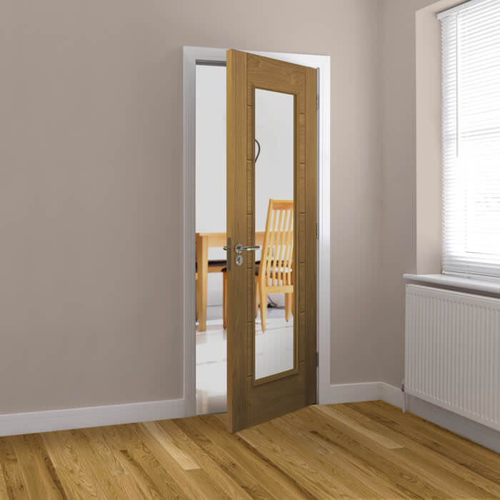 JB Kind Palomino Un-Finished Oak 7-Panels 1-Lite Internal Glazed Door