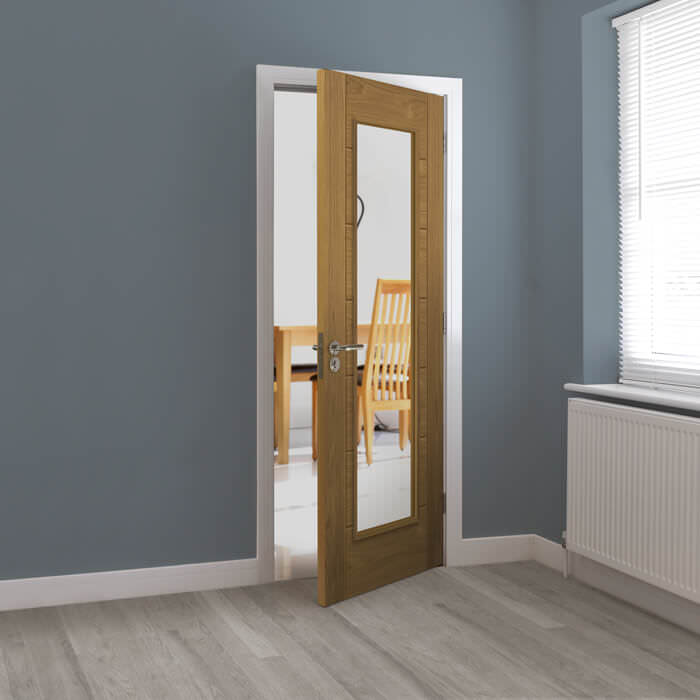 JB Kind Palomino Un-Finished Oak 7-Panels 1-Lite Internal Glazed Door