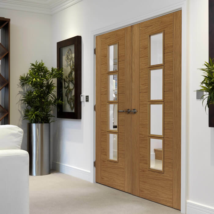 JB Kind Bela Pre-Finished Oak 5-Panels 4-Lites Internal Glazed Door