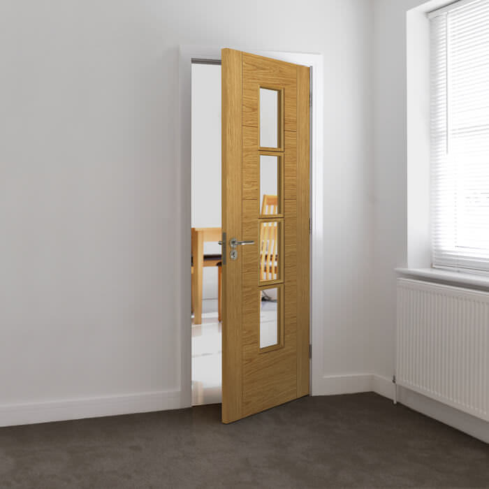 JB Kind Bela Pre-Finished Oak 5-Panels 4-Lites Internal Glazed Door