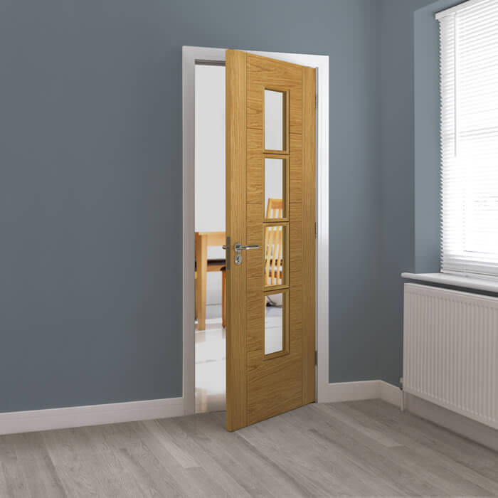 JB Kind Bela Pre-Finished Oak 5-Panels 4-Lites Internal Glazed Door