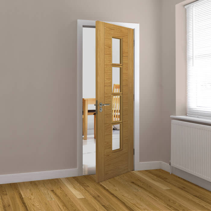 JB Kind Bela Pre-Finished Oak 5-Panels 4-Lites Internal Glazed Door